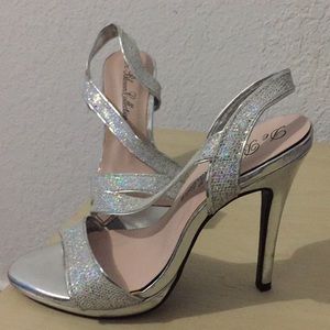 Silver glitter heels